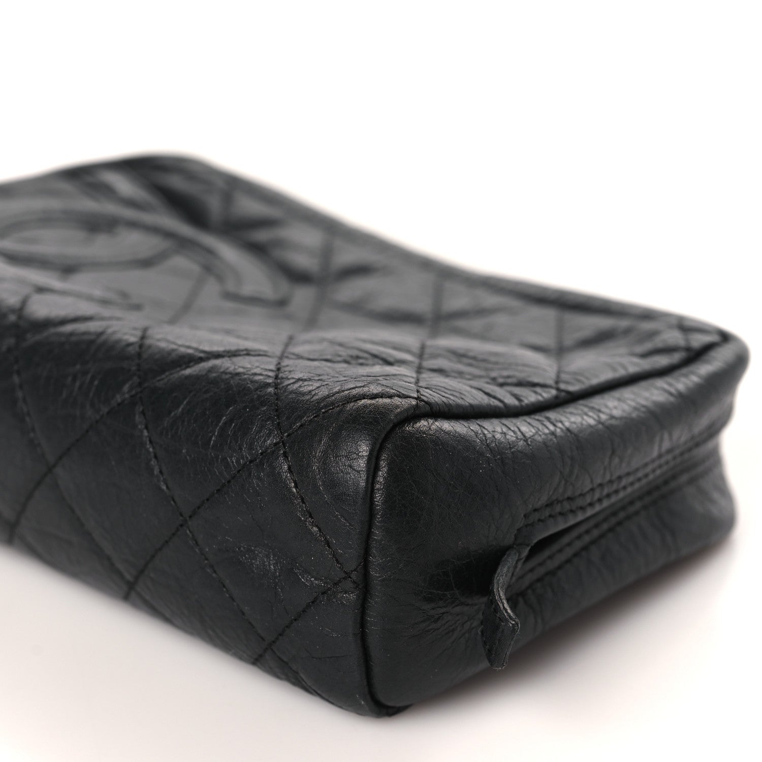 Chanel Aged Calfskin Quilted Cambon Cosmetic Case Black 9 of 9