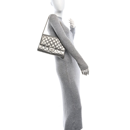 Chanel Iridescent Calfskin Quilted Clutch With Chain Flap Silver 2 of 11