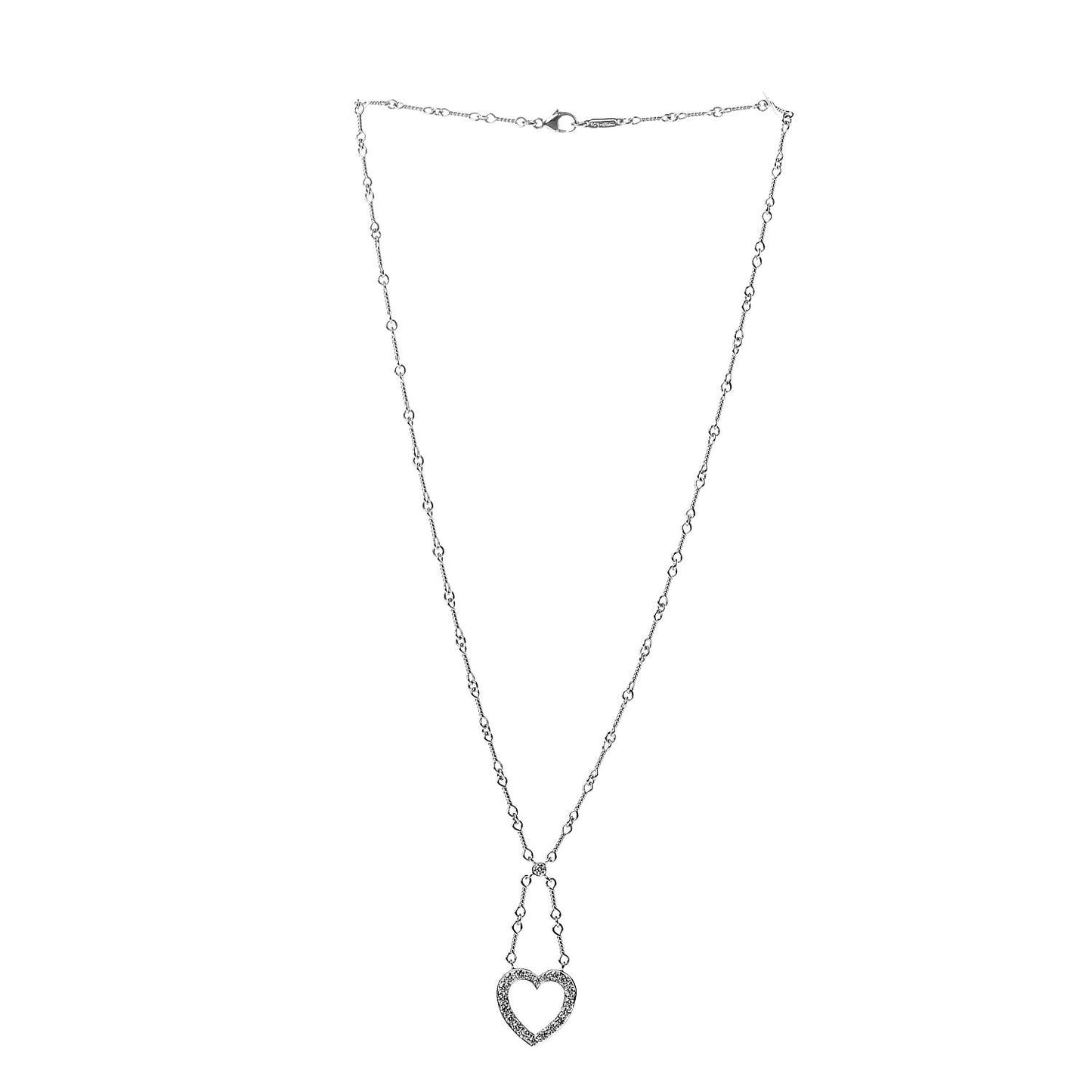 Platinum Diamond Heart Drop Pendant Necklace