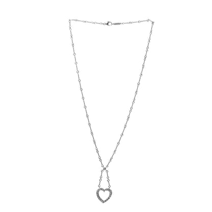Tiffany Platinum Diamond Heart Drop Pendant Necklace 3 of 7