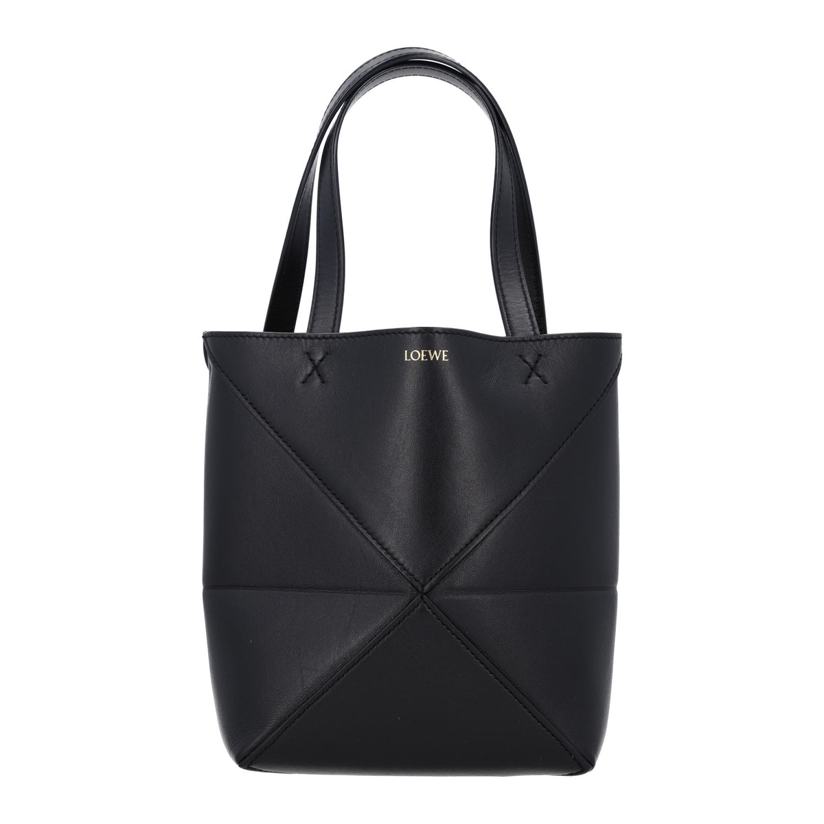 Loewe Shiny Calfskin Mini Puzzle Fold Tote Black 1 of 9