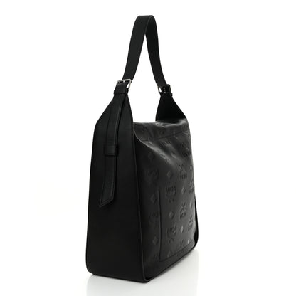 MCM Calfskin Ottomar Monogram Large Aren Flap Hobo Black 3 of 9