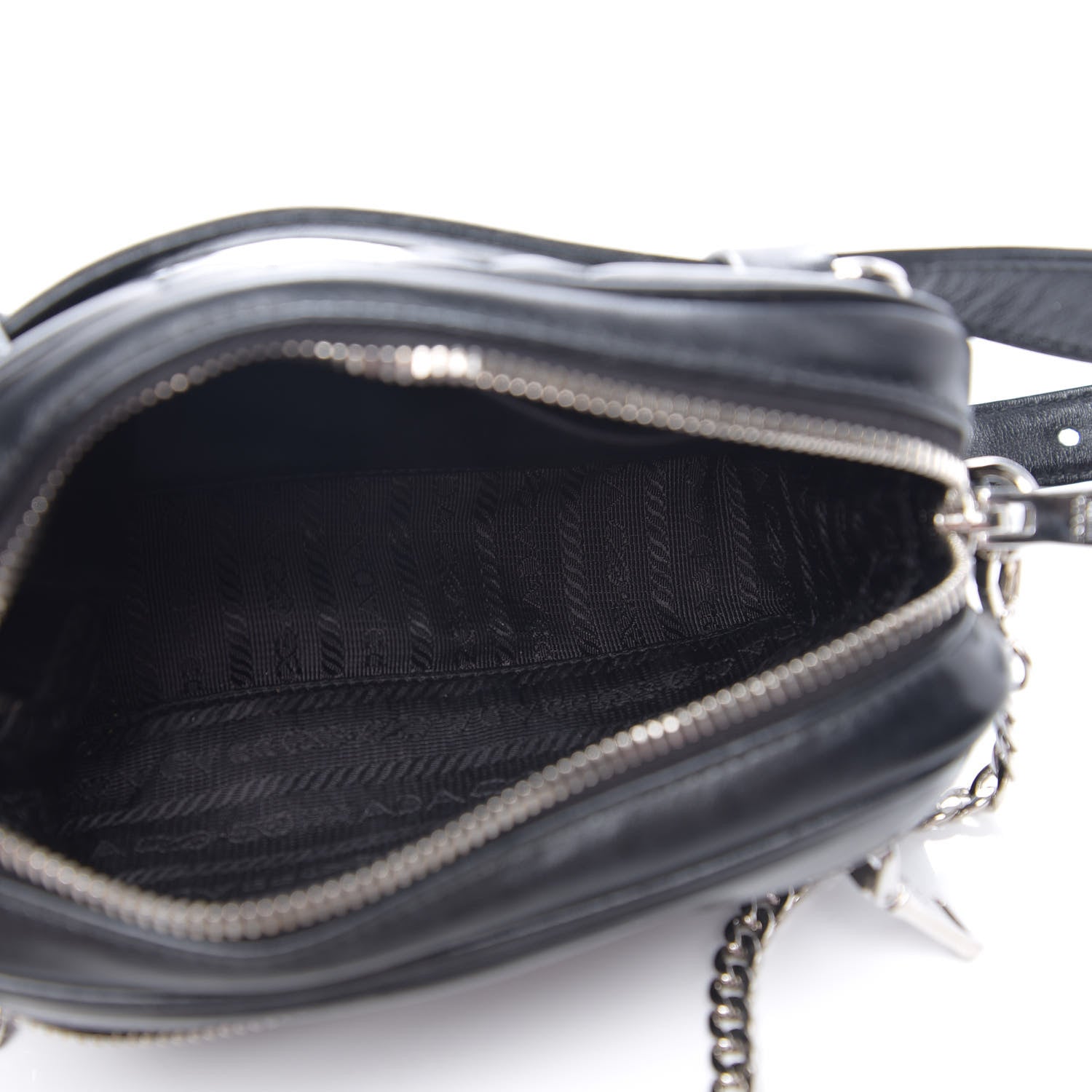 Prada Soft Calfskin Impunture Diagramme Belt Bag Black 4 of 8