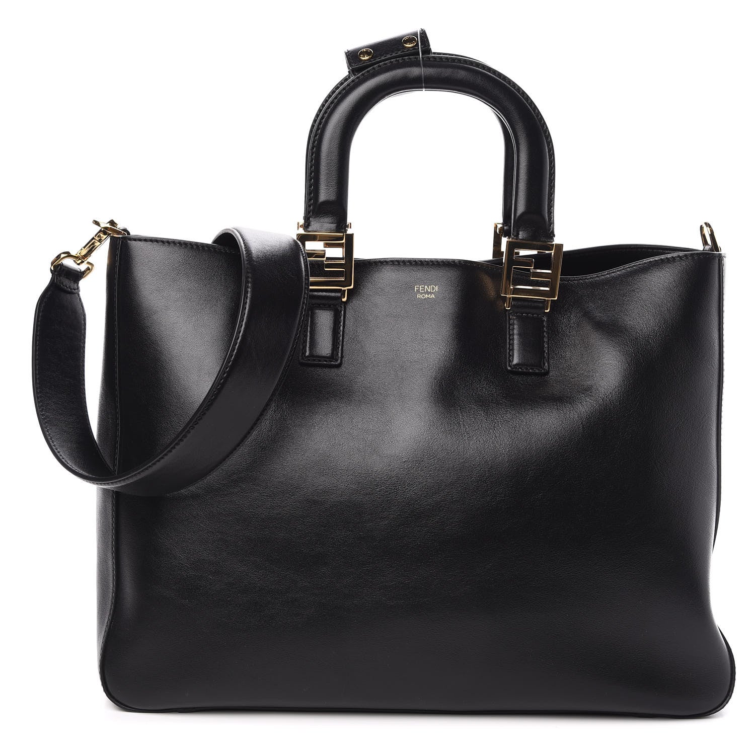 Fendi Vitello Glacier Medium FF Tote Black 1 of 11