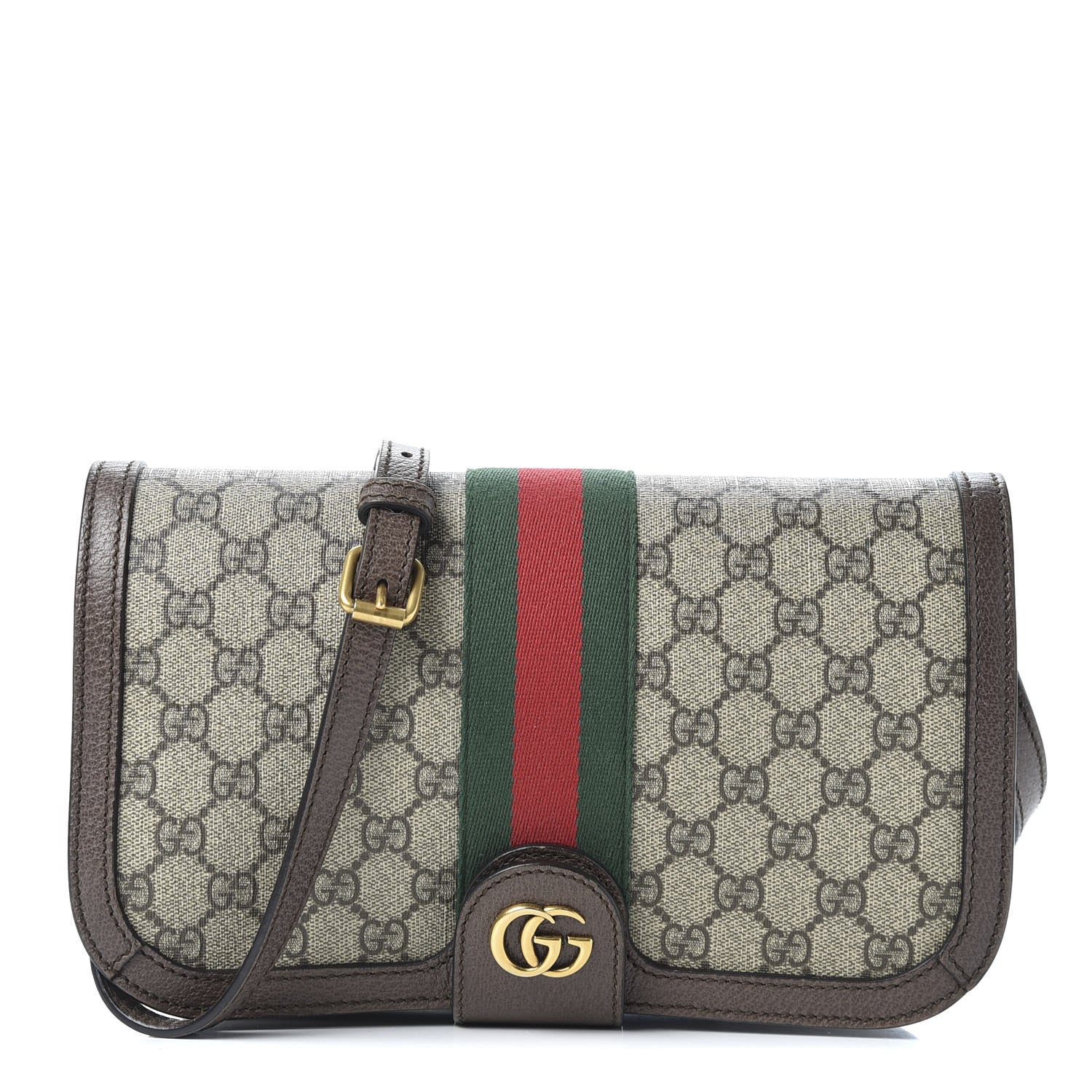 Gucci GG Supreme Monogram Web Ophidia Flap Messenger Bag Beige New Acero 1 of 9