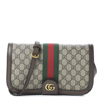 Gucci GG Supreme Monogram Web Ophidia Flap Messenger Bag Beige New Acero 1 of 9