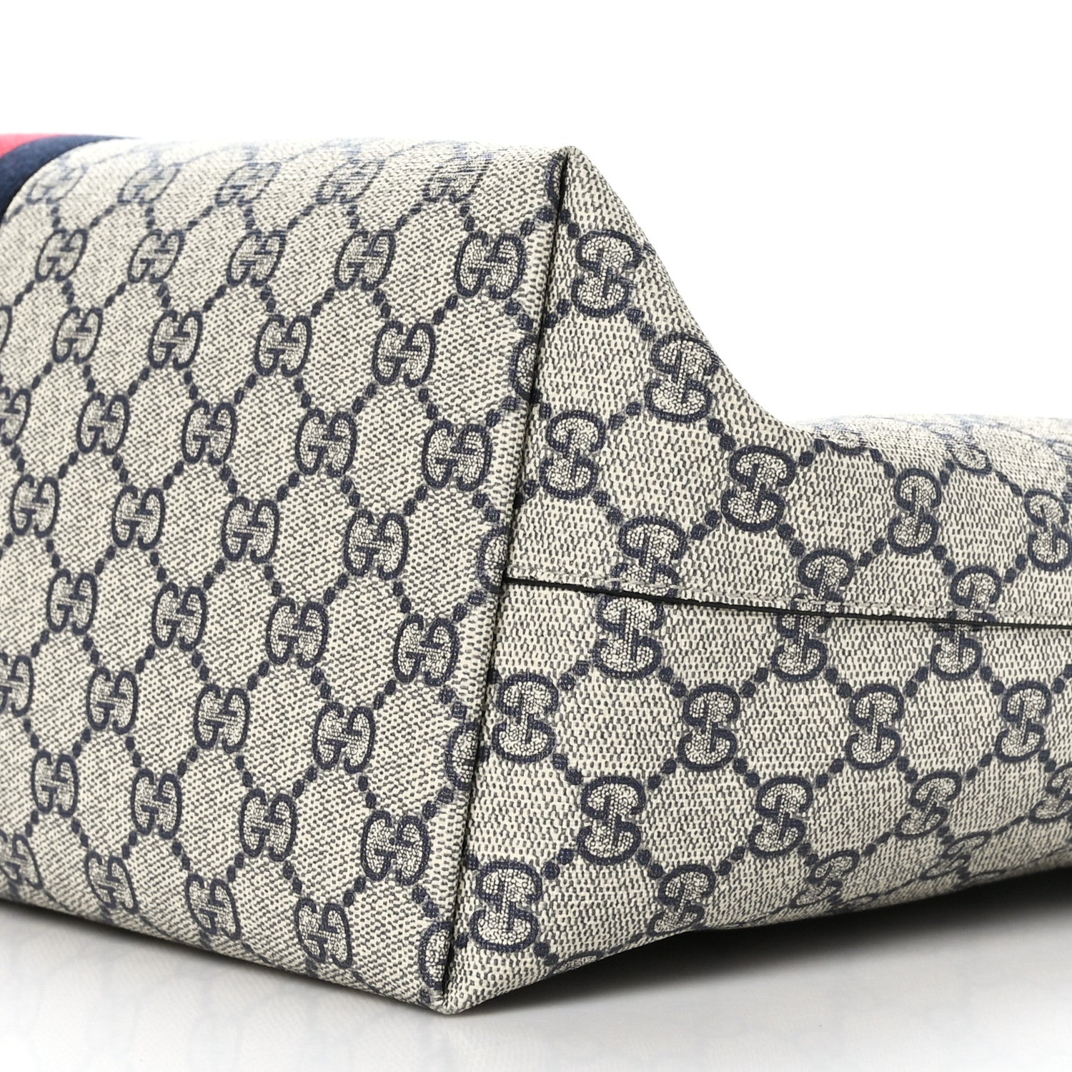 Gucci GG Supreme Monogram Textured Calfskin Web Medium Ophidia Shopping Tote Beige Blue 9 of 9