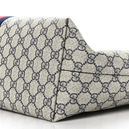 Gucci GG Supreme Monogram Textured Calfskin Web Medium Ophidia Shopping Tote Beige Blue 9 of 9