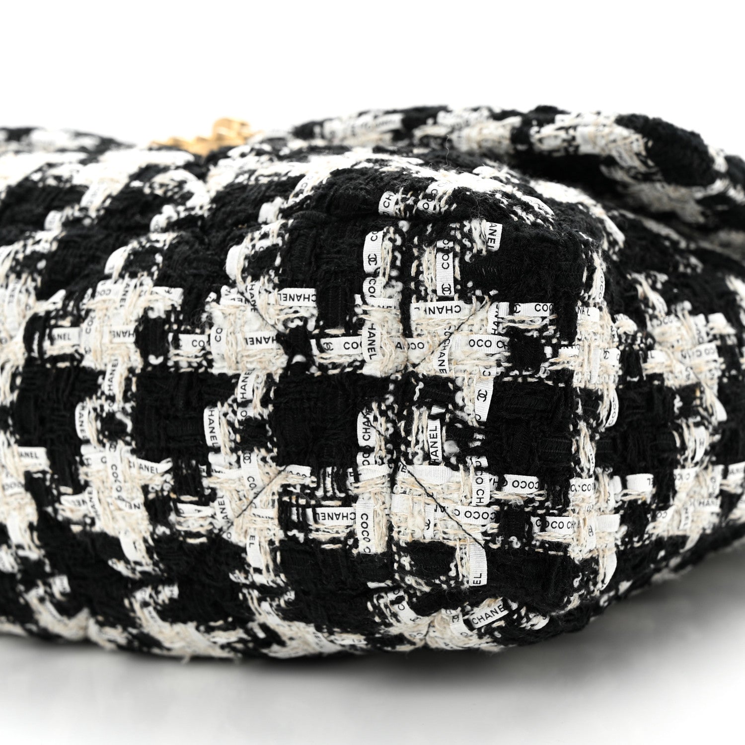Chanel Tweed Quilted Large Chanel 19 Flap Black Ecru White 10 of 10