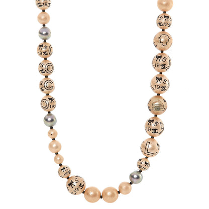 Chanel Painted Pearl CC Short Necklace Black Gold 1 of 4