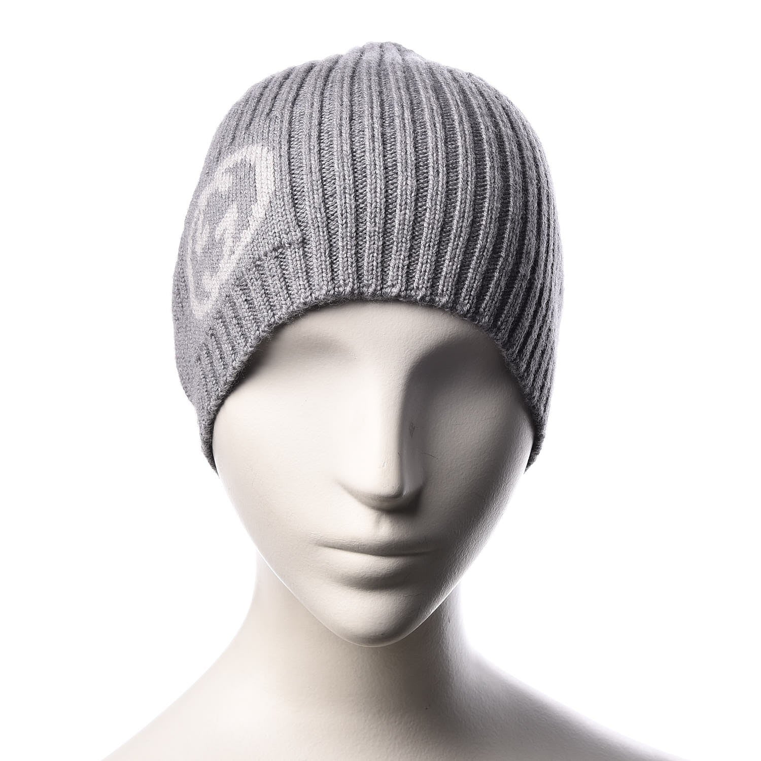 Gucci Wool Tricot Interlocking G Sirio Beanie Hat Grey 2 of 5