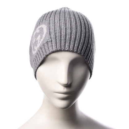 Gucci Wool Tricot Interlocking G Sirio Beanie Hat Grey 2 of 5