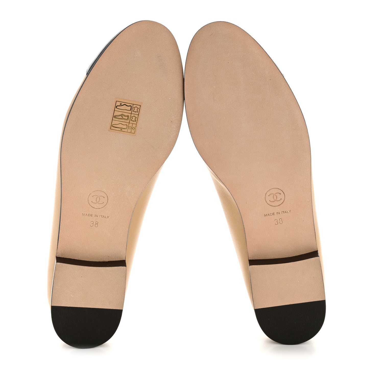 Lambskin Cap Toe CC Ballerina Flats 38 Beige Black