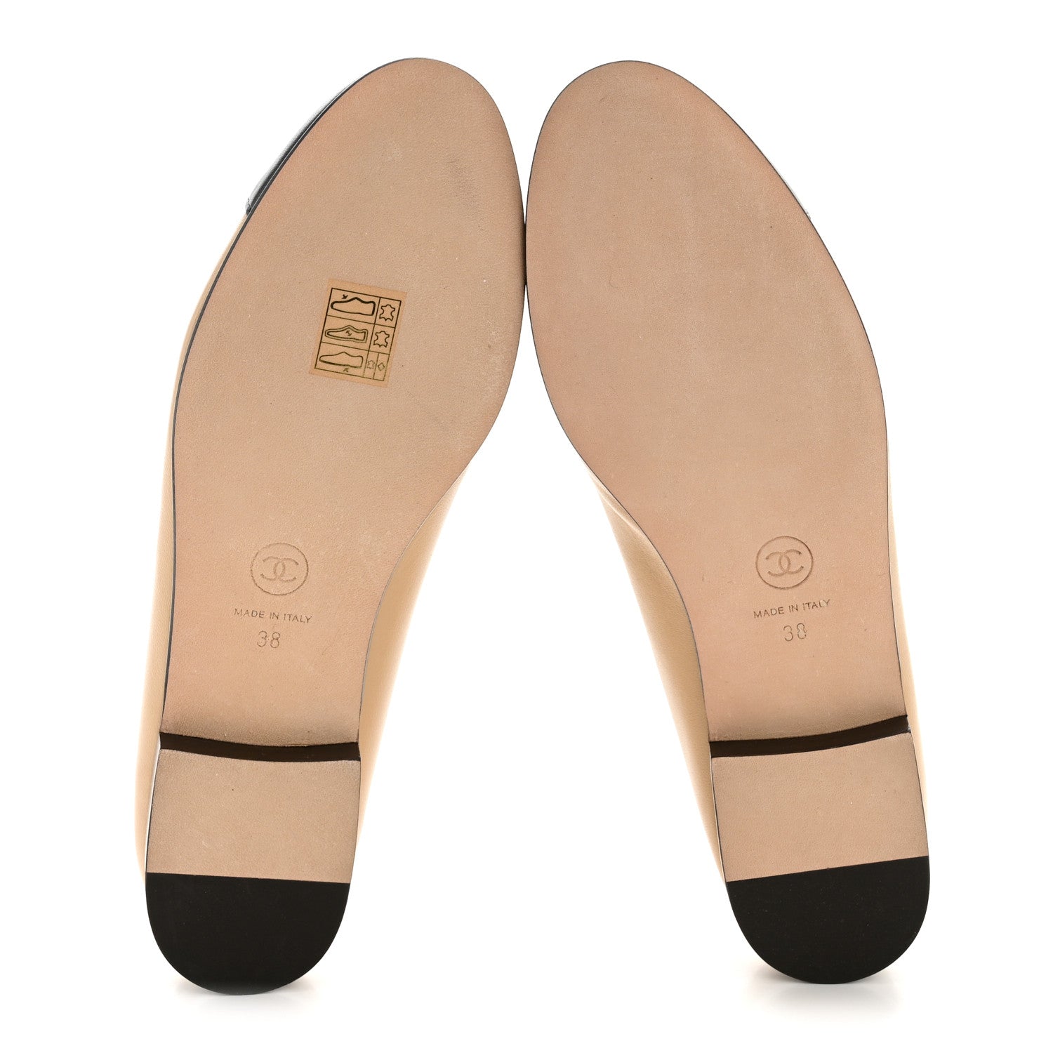 Chanel Lambskin Cap Toe CC Ballerina Flats 38 Beige Black 6 of 11