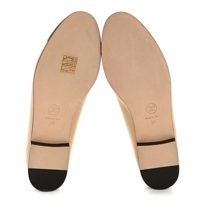 Chanel Lambskin Cap Toe CC Ballerina Flats 38 Beige Black 6 of 11