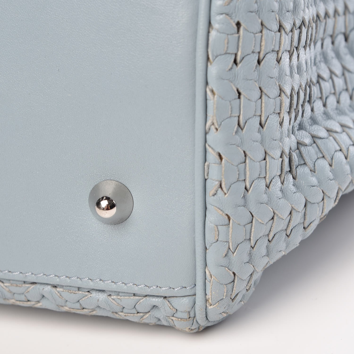 Christian Dior Lambskin Woven Medium Lady Dior Shopping Tote Light Blue 14 of 14
