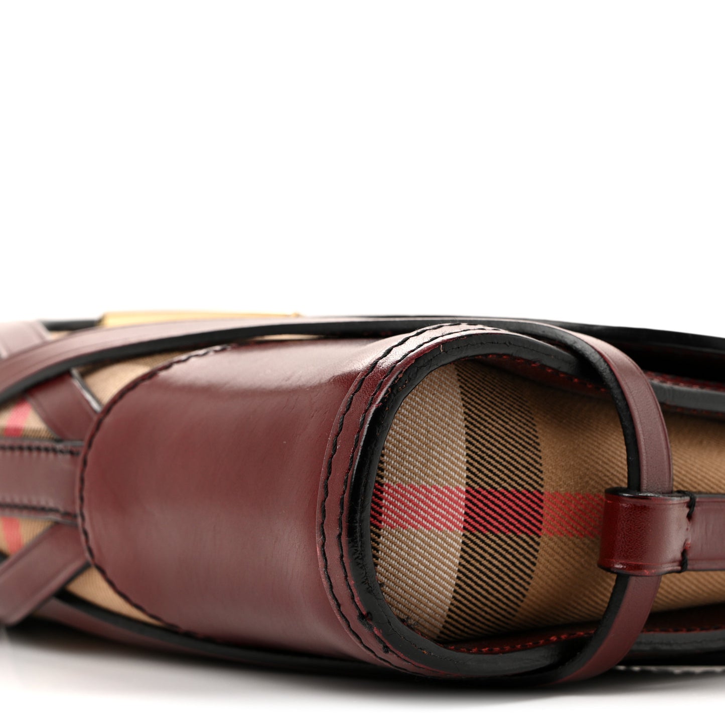 House Check Bridle Calfskin Small Abbott Crossbody Bag Red Claret