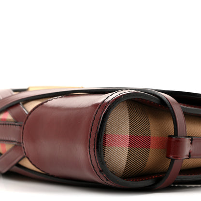 Burberry House Check Bridle Calfskin Small Abbott Crossbody Bag Red Claret 9 of 14