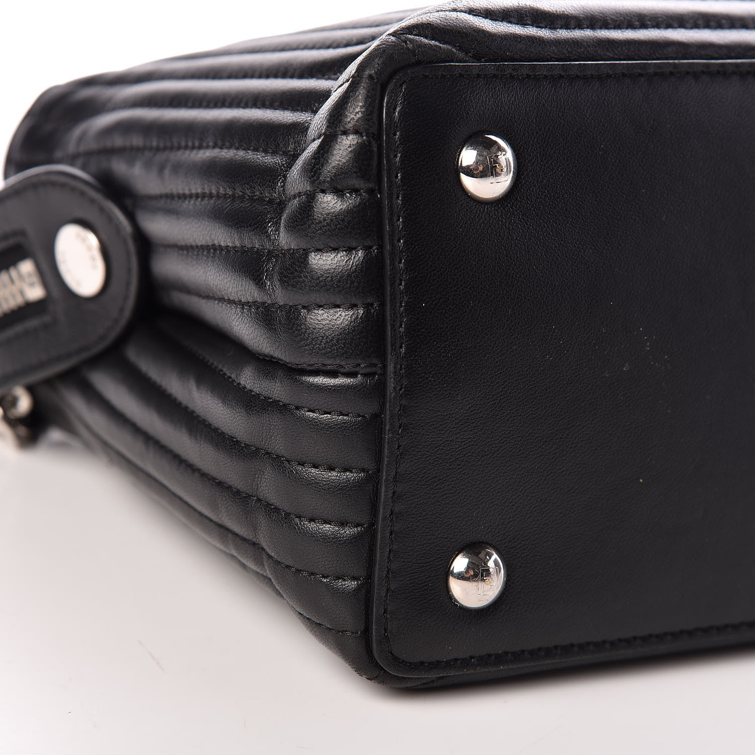 Fendi Shiny Nappa Trapuntata Small DotCom Click Top Handle Chain Satchel Black 11 of 13