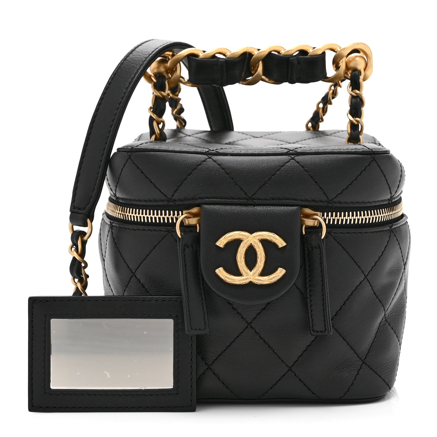 Chanel Calfskin Quilted Small Vanity Case With Chain Black 3 of 11