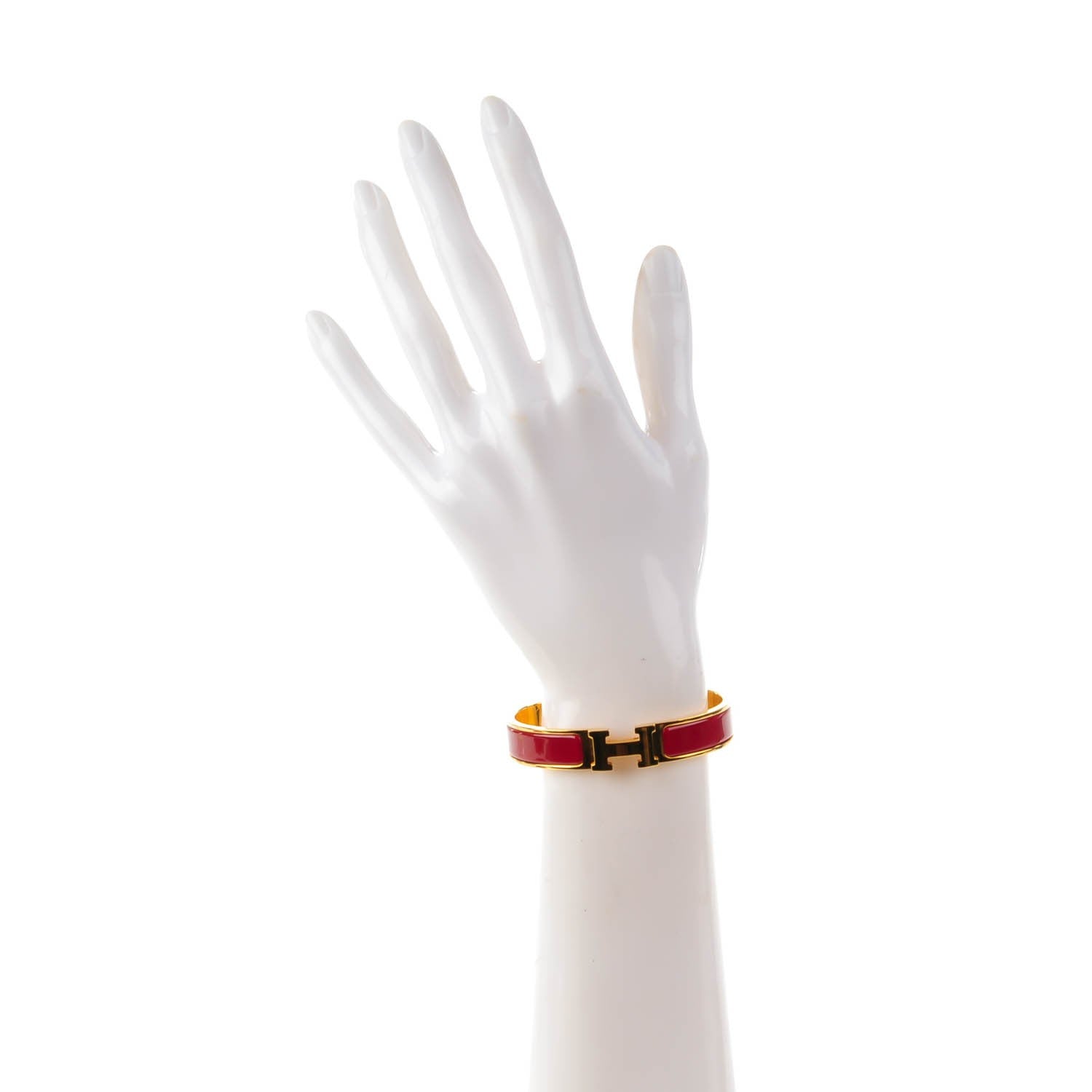 Hermes Enamel Clic Clac H Narrow Bracelet GM China Red 2 of 6