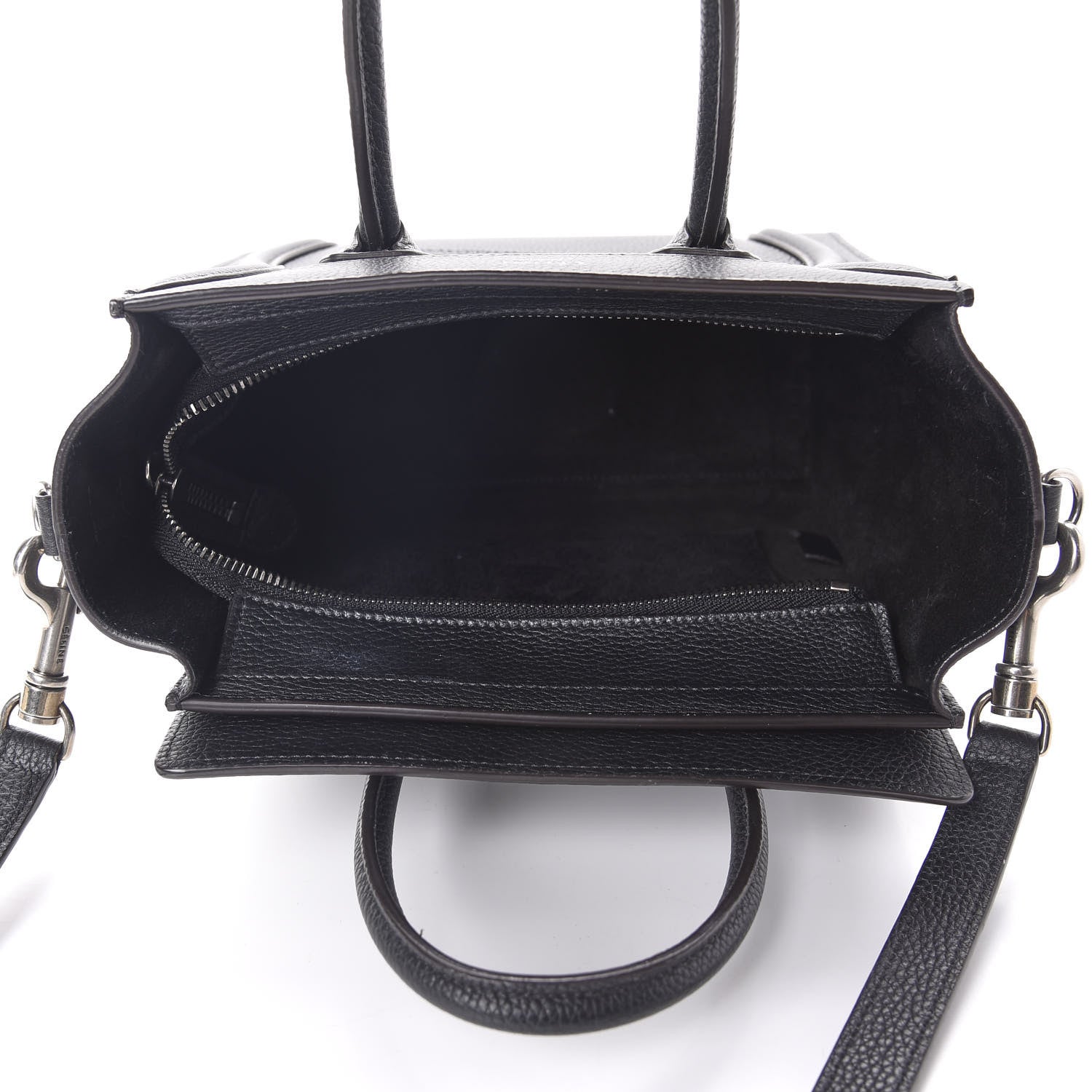 Celine Drummed Calfskin Nano Luggage Black 5 of 9