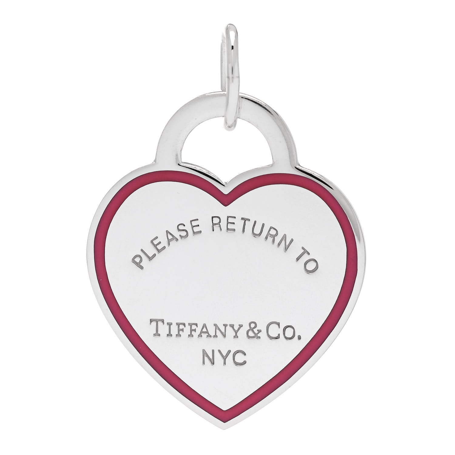 Tiffany Sterling Silver Enamel Return to Tiffany Heart Tag Charm Pink 1 of 5
