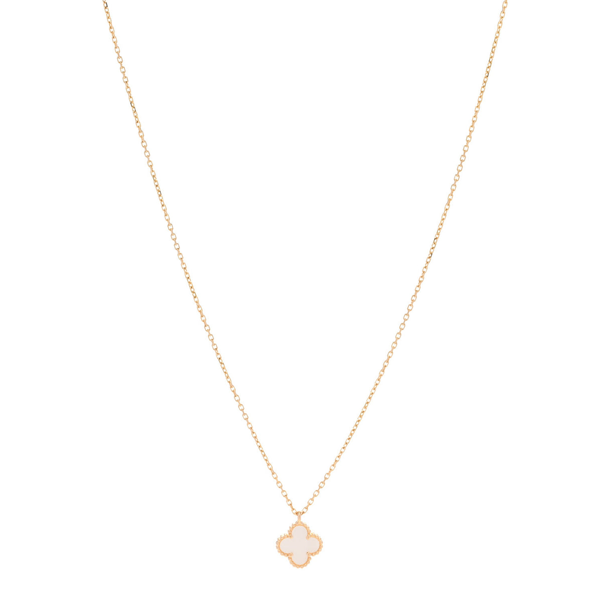 Van Cleef & Arpels 18K Yellow Gold Mother of Pearl Sweet Alhambra Pendant Necklace 1 of 6