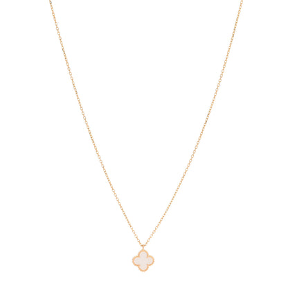 Van Cleef & Arpels 18K Yellow Gold Mother of Pearl Sweet Alhambra Pendant Necklace 1 of 6