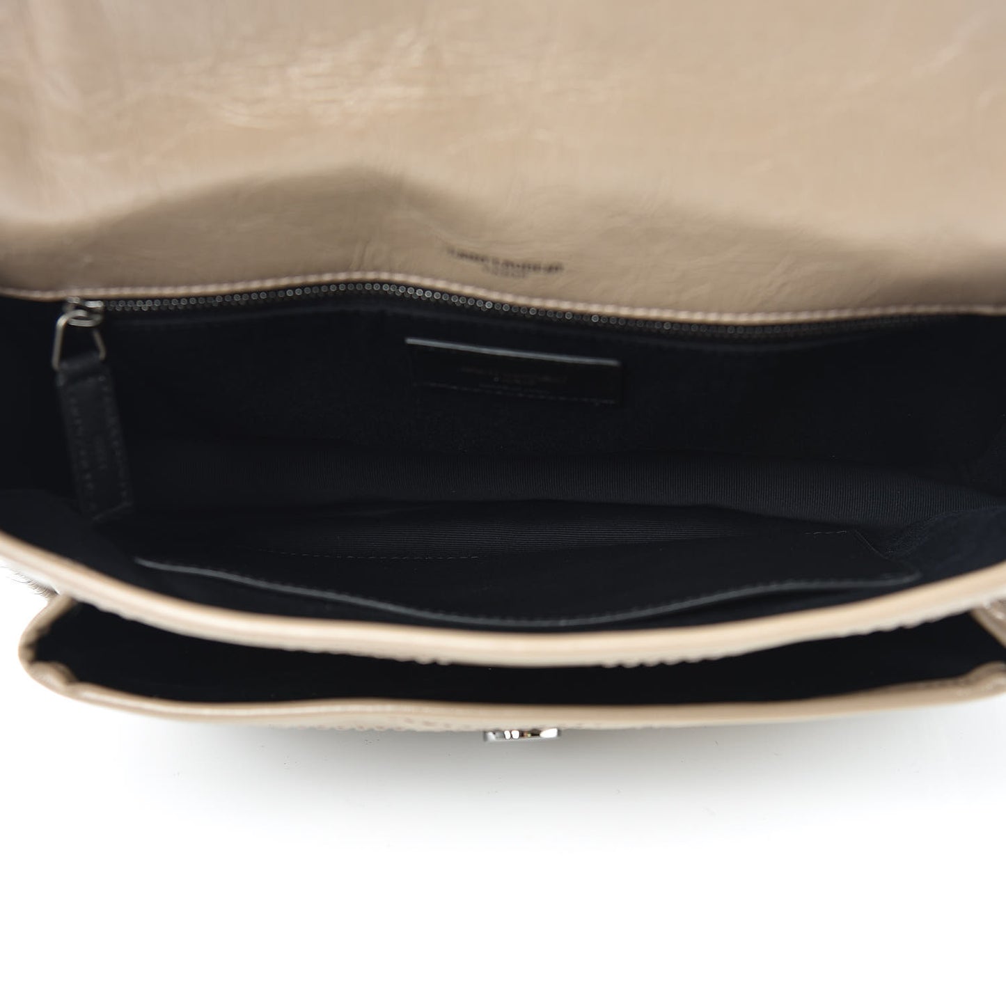 Crinkled Calfskin Matelasse Monogram Medium Niki Chain Satchel Light Taupe