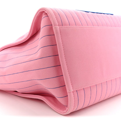 Chanel Canvas Calfskin Striped Large Deauville Tote Pink Blue 10 of 12