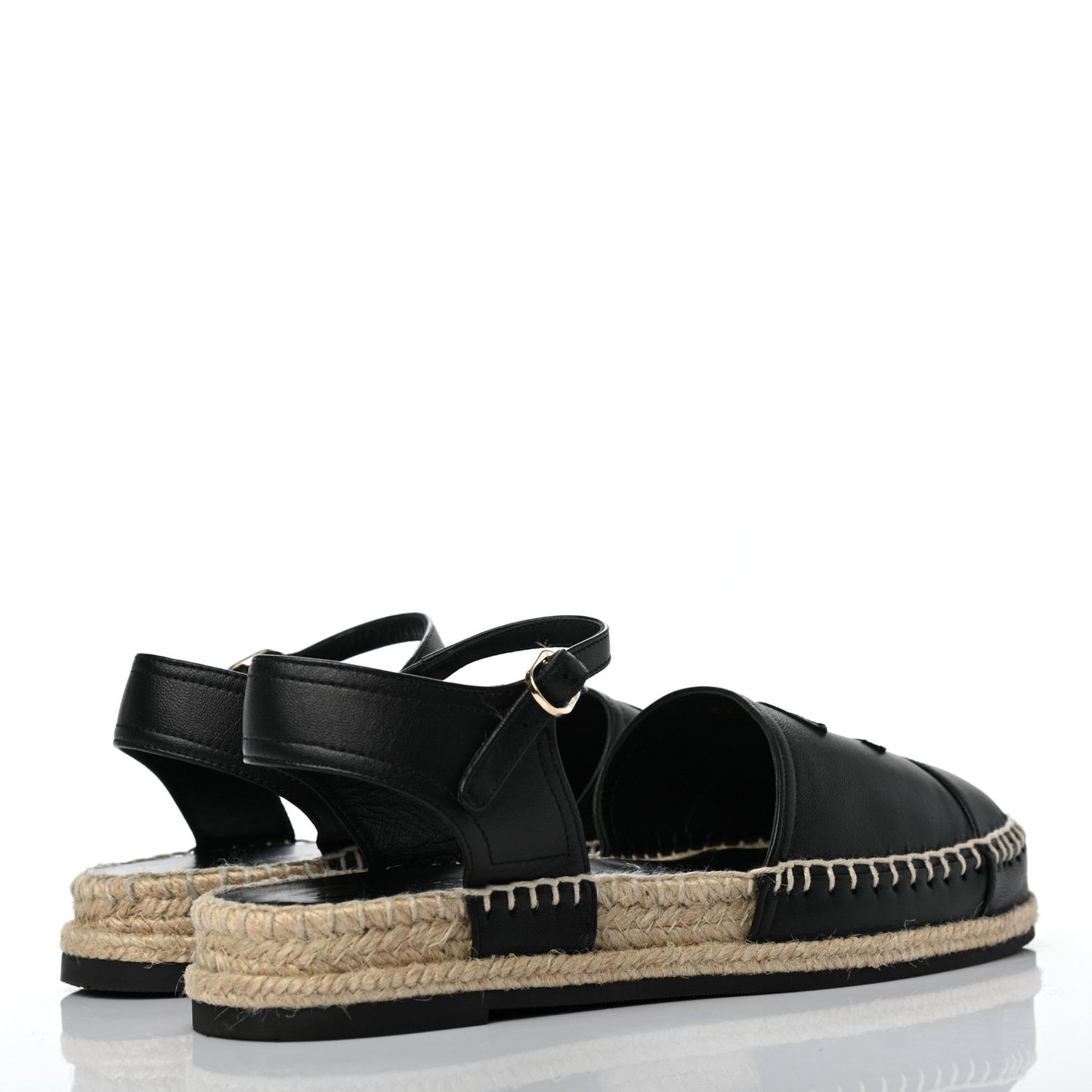 Lambskin Cap Toe CC Espadrille Sandals 38 Black
