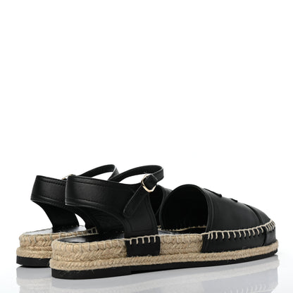 Chanel Lambskin Cap Toe CC Espadrille Sandals 38 Black 4 of 8