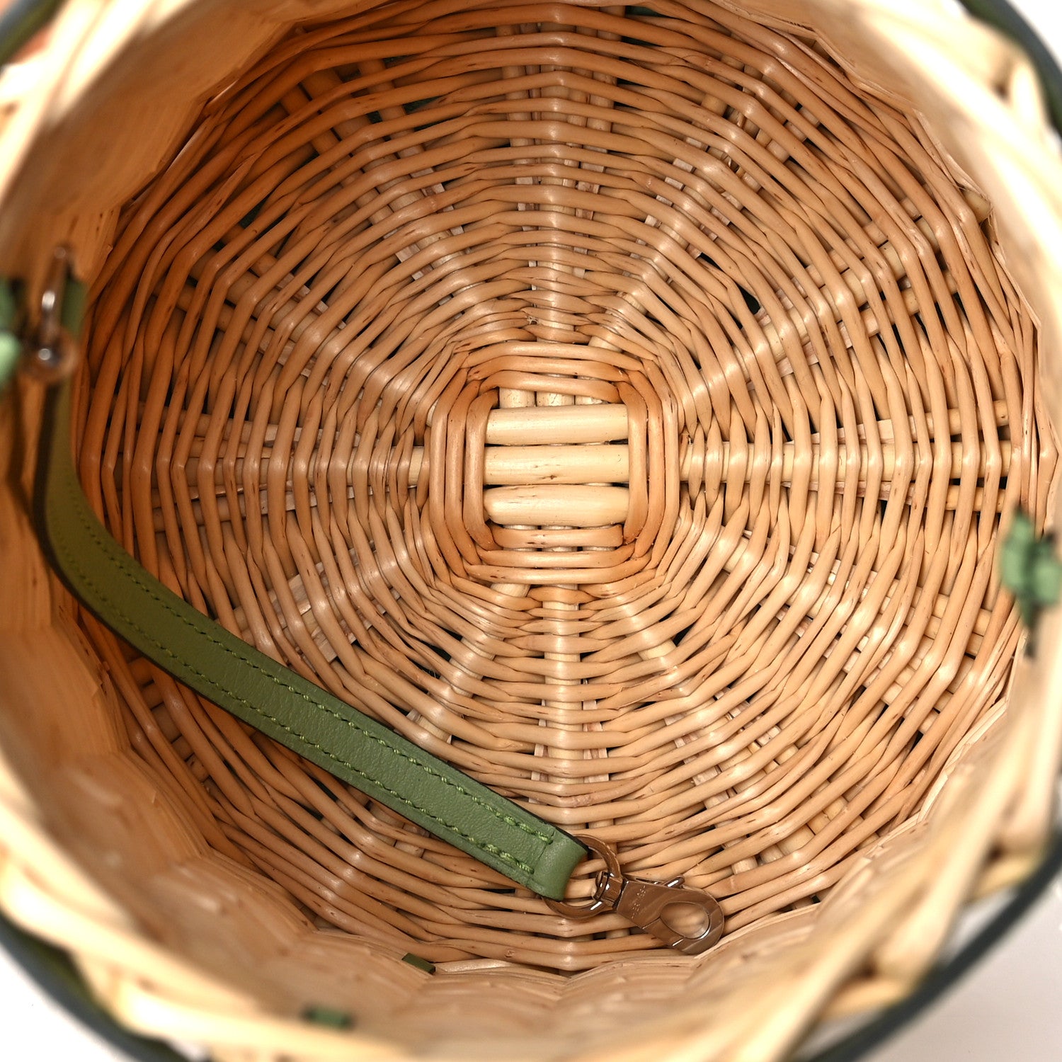 Hermes Swift Wicker Sac Farming Picnic Bag Naturel Vert Criquet 4 of 8