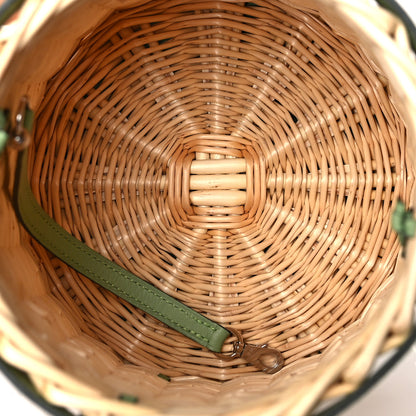 Hermes Swift Wicker Sac Farming Picnic Bag Naturel Vert Criquet 4 of 8