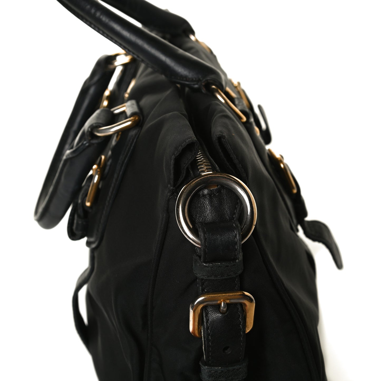 Tessuto Nylon City Calfskin Shoulder Bag Black