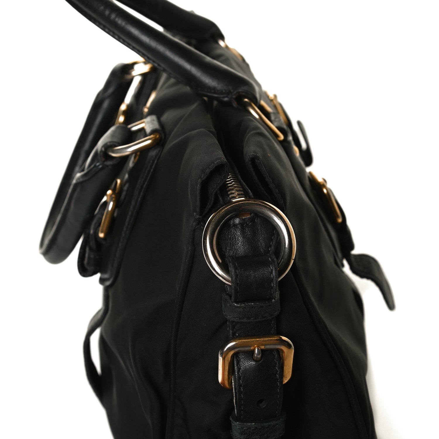 Prada Tessuto Nylon City Calfskin Shoulder Bag Black 18 of 21