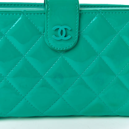 Chanel Patent Quilted Zip Pocket Wallet Turquoise 16 of 26