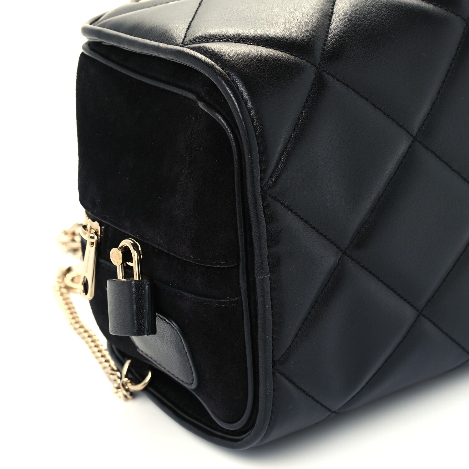 Burberry Lambskin Suede Quilted Small Double Cube Bag Black 11 of 12