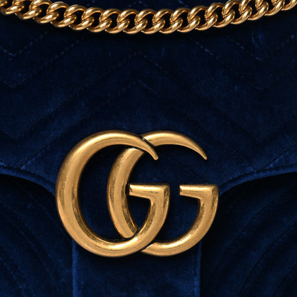 Gucci Velvet Matelasse Medium GG Marmont Shoulder Bag Cobalt Blue 8 of 11