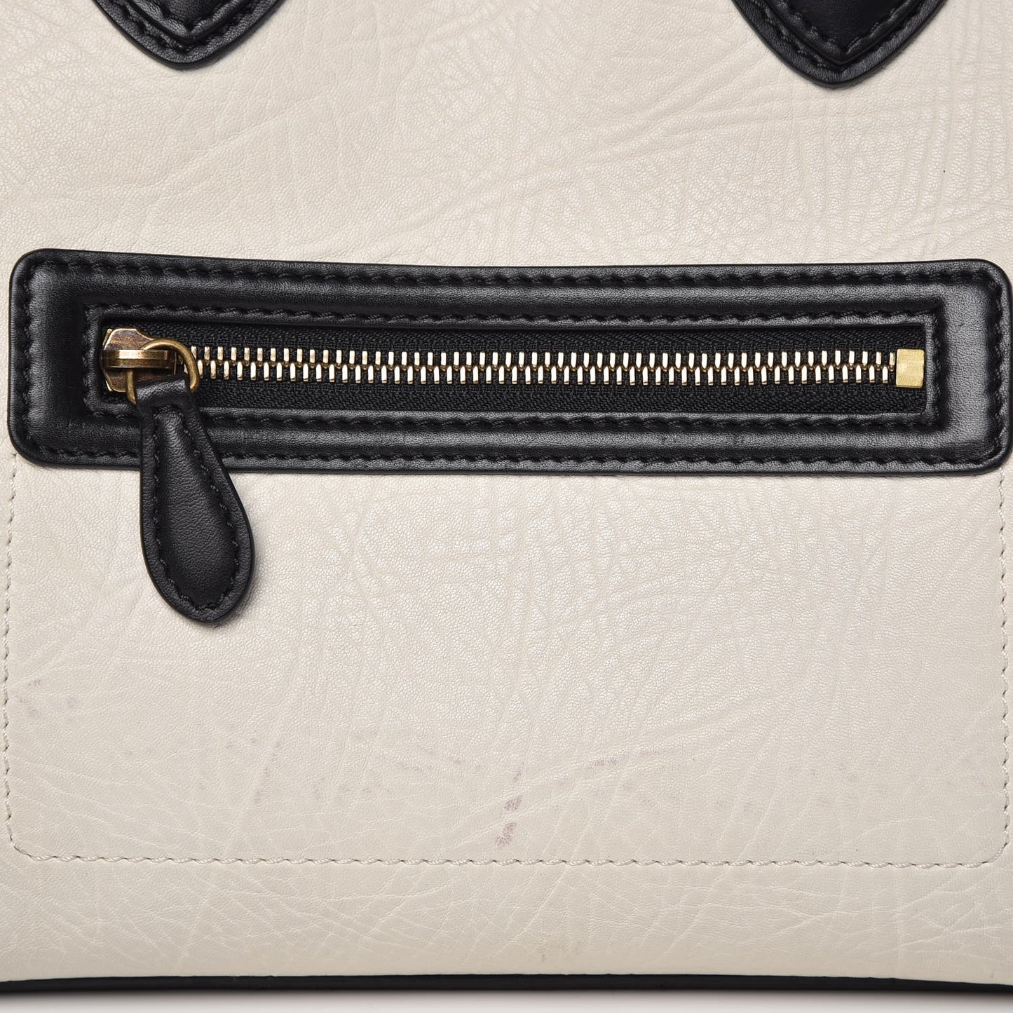 Smooth Calfskin Shrunken Lambskin Mini Bi-Color Luggage Black White