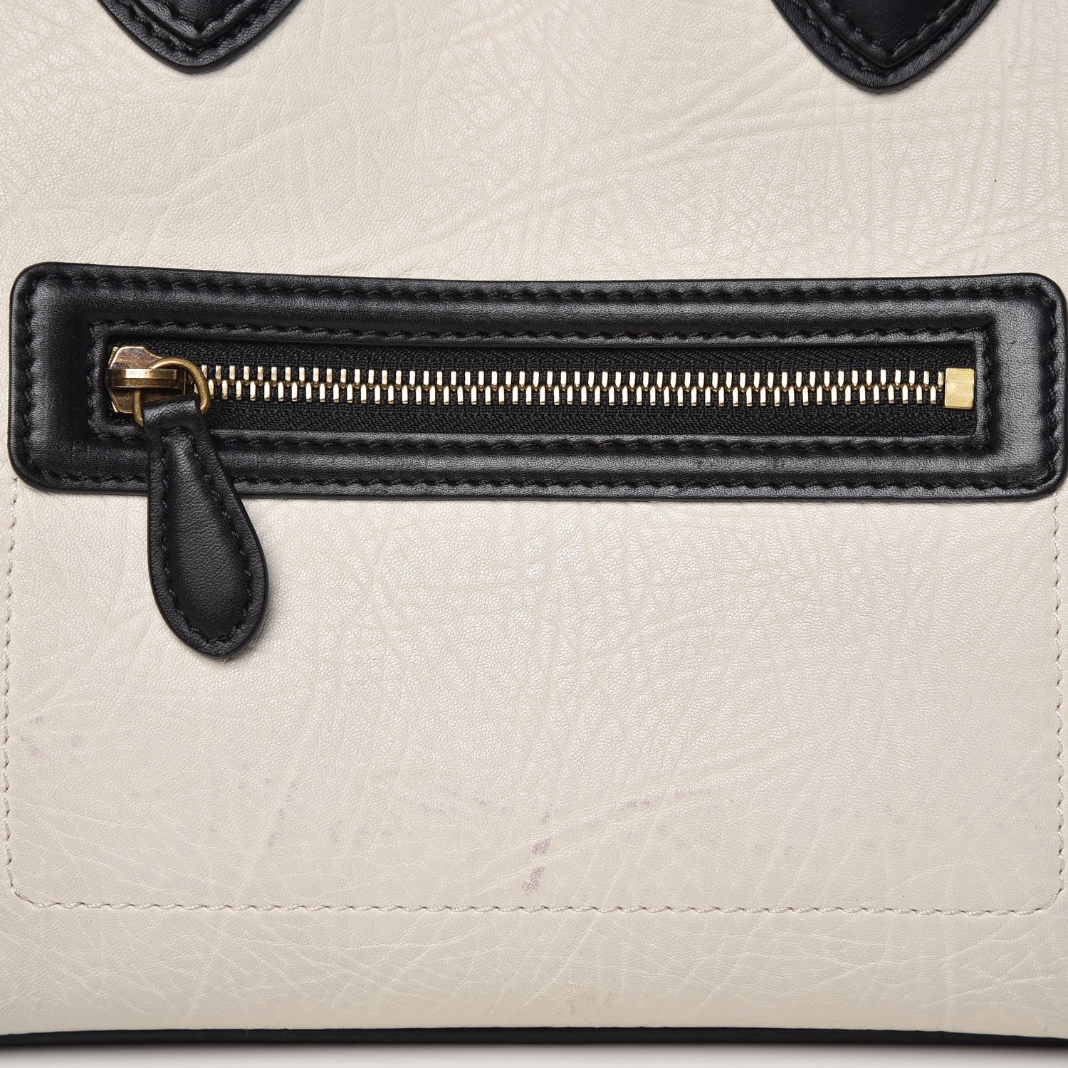 Celine Smooth Calfskin Shrunken Lambskin Mini Bi-Color Luggage Black White 9 of 12