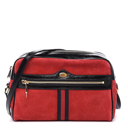 Gucci Suede Patent Web Small Ophidia Shoulder Bag Hibiscus Red Black 1 of 11