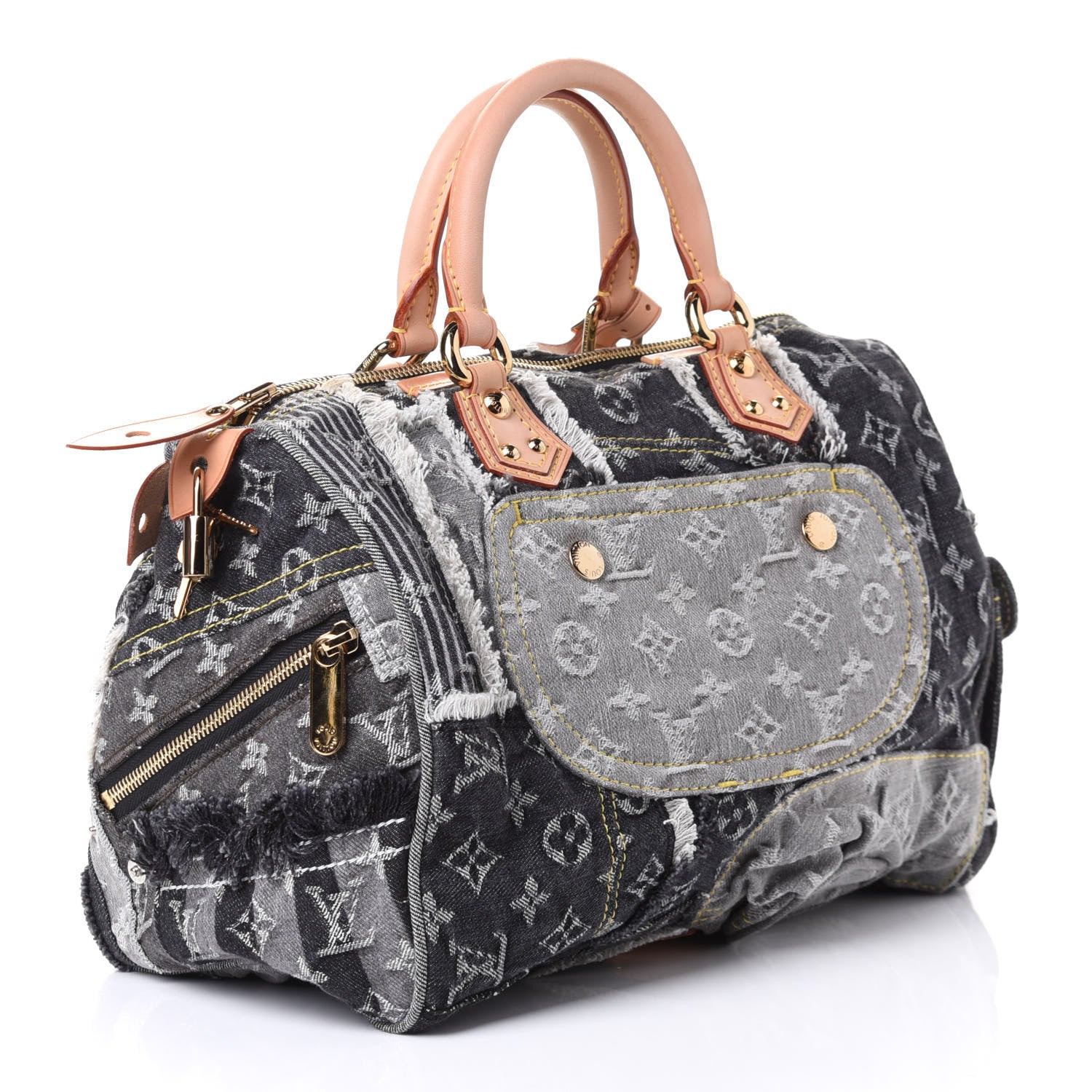 Louis Vuitton Denim Patchwork Speedy 30 Blue 2 of 4
