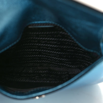 Prada Metallic Brushed Calfskin Mini Cleo Flap Adjustable Strap Shoulder Bag Blue 5 of 8