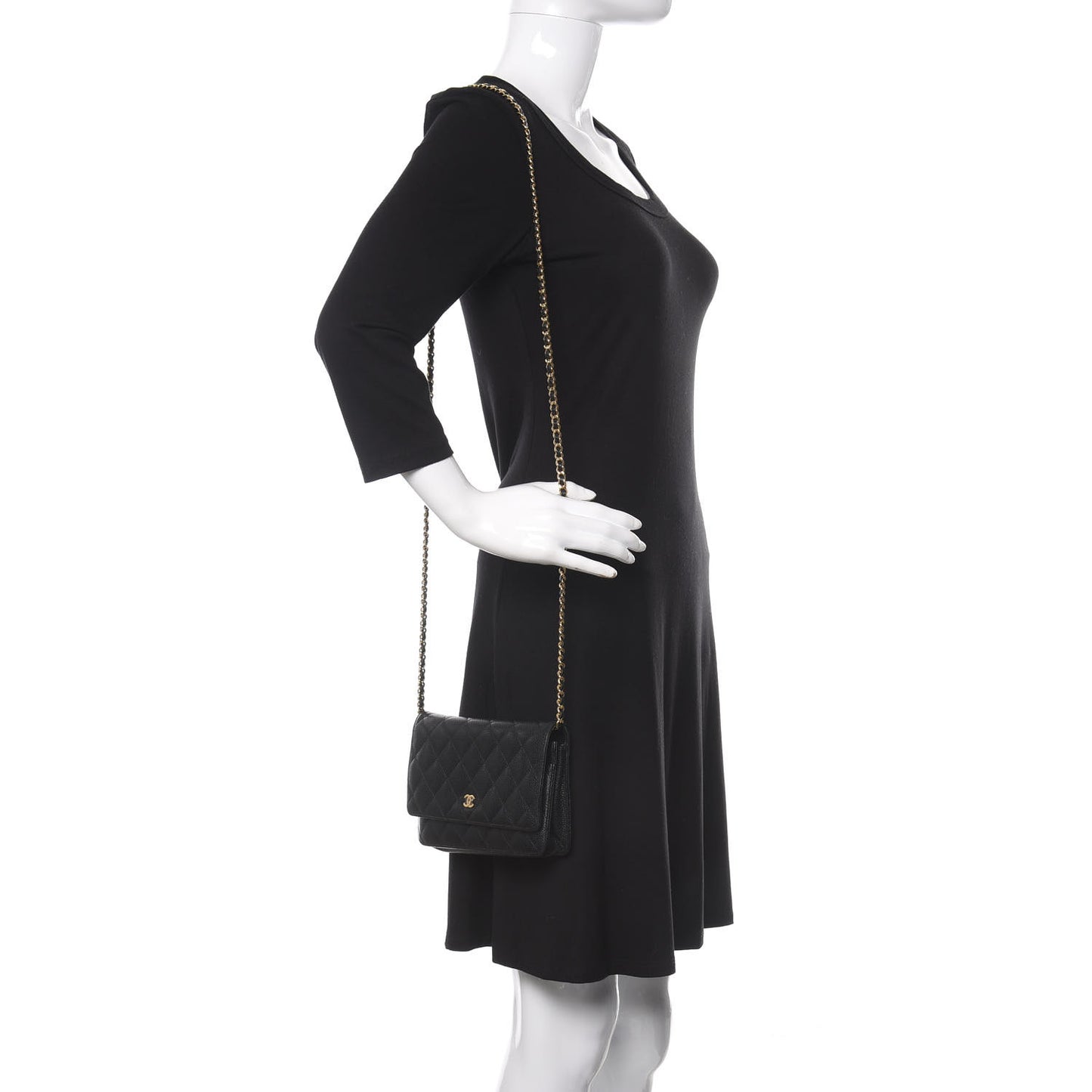 Caviar Quilted Wallet On Chain WOC Black
