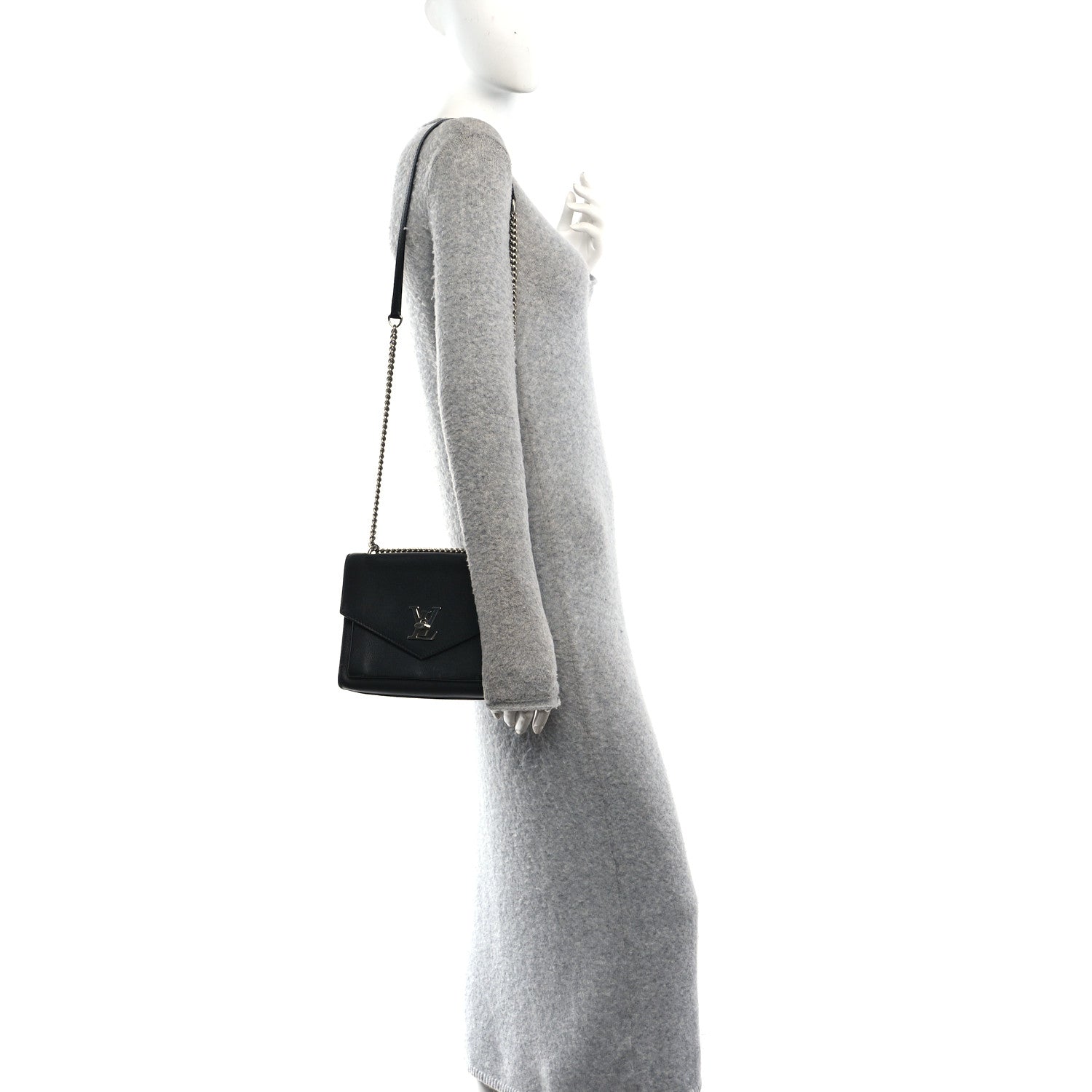 Louis Vuitton Soft Calfskin My Lockme Chain Bag BB Black 2 of 9