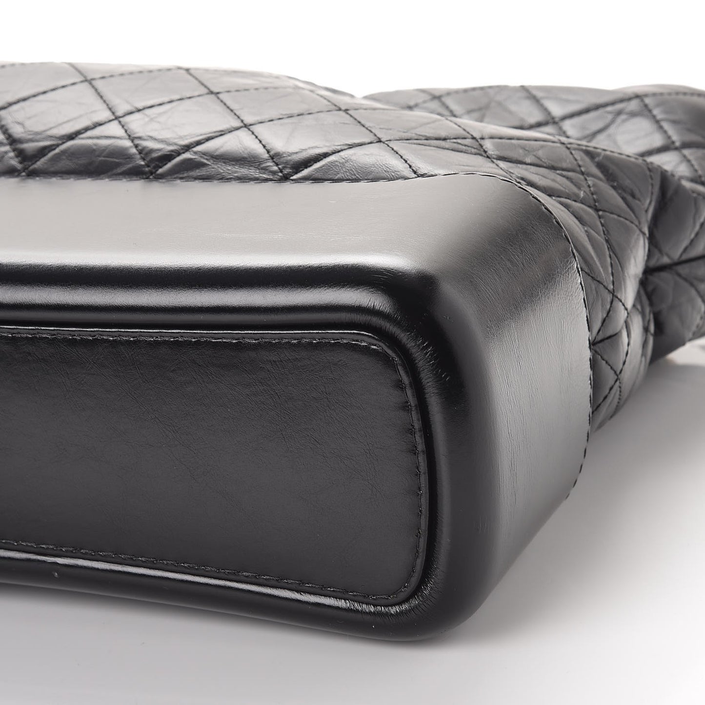 Aged Calfskin Quilted Large Gabrielle Hobo Black