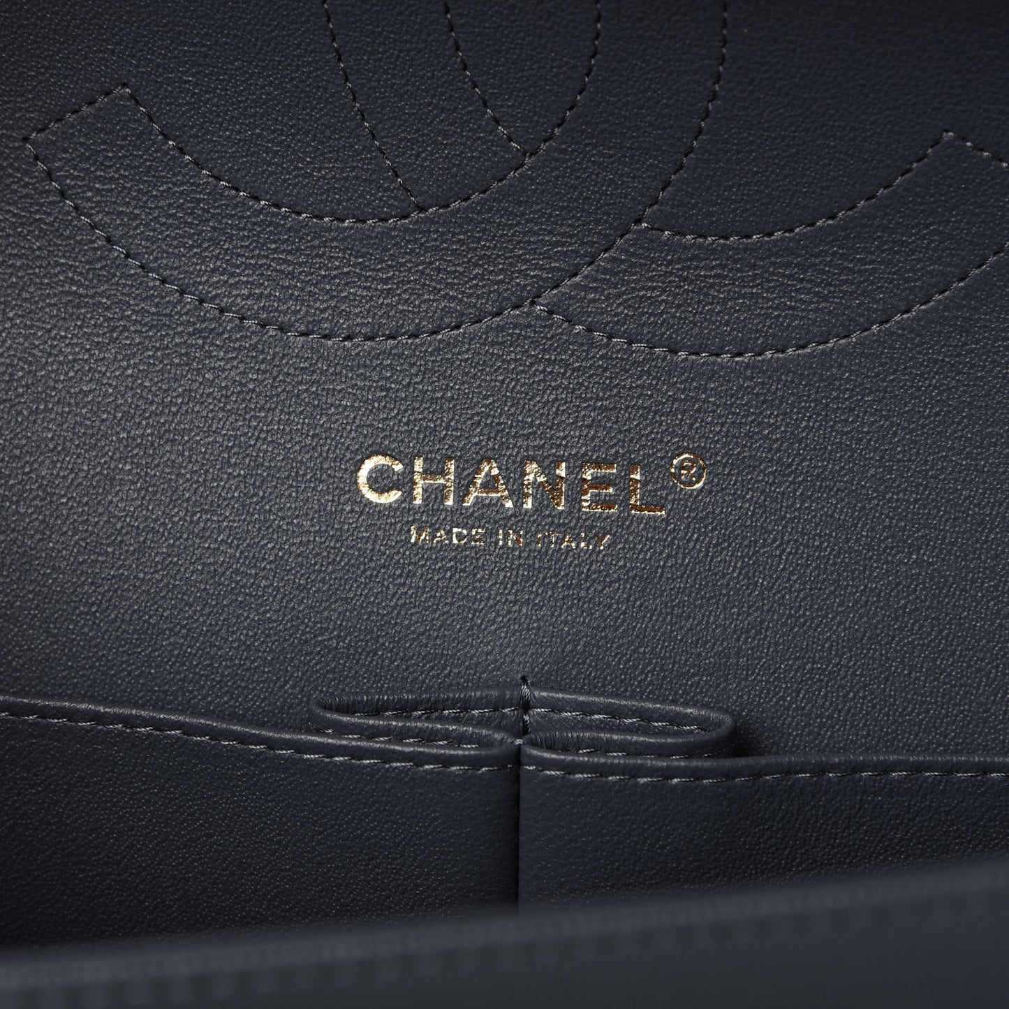 Caviar Quilted Jumbo Double Flap Dark Grey