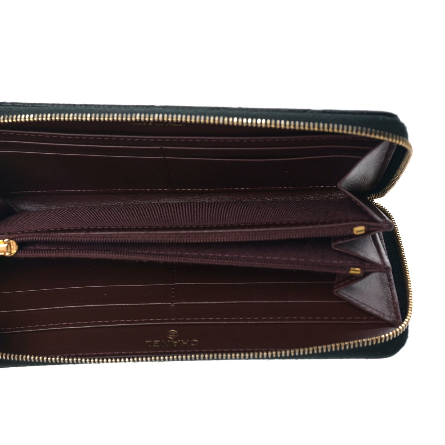 Caviar Quilted Large Gusset Zip Around Wallet Black